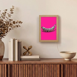 Banaan - Zebraprint - Roze Light Box met kabel (Tafellamp) klein -sfeer2