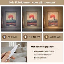 Bergtop - Sneeuw - Zon Light Box met kabel (Tafellamp) klein -USP_lichtkleurNL