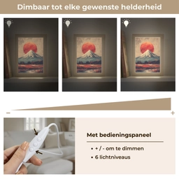 Bergtop - Sneeuw - Zon Light Box met kabel (Tafellamp) klein -USP_dimbaarNL