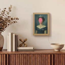 Kroon - Roze druipend verf - Portret Light Box met kabel (Tafellamp) klein -sfeer2