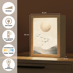 Landschap - Japandi - vogel Light Box met kabel (Tafellamp) klein -USP_NL