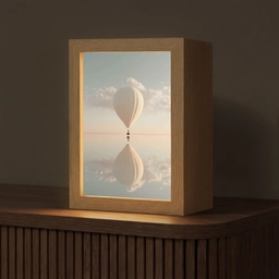 Luchtballon - Wolken - Water - Blauw Light Box met kabel (Tafellamp) klein -z3d_website