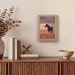 Paard - Wolken - Open veld Light Box met kabel (Tafellamp) klein -sfeer2