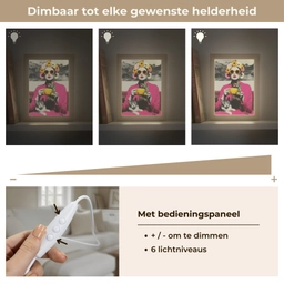 Vrouw - Kat - Bloemen - Kopje - Retro Light Box met kabel (Tafellamp) klein -USP_dimbaarNL