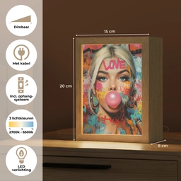 Vrouw - Kauwgom - Graffiti - Love Light Box met kabel (Tafellamp) klein -USP_NL