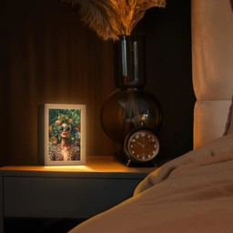 Vrouw - Panterprint - Jungle - Natuur - Luxe Light Box met kabel (Tafellamp) klein -sfeer1