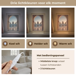 Zonsopkomst - Witte koepels - Plein - Moskee Light Box met kabel (Tafellamp) klein -USP_lichtkleurNL