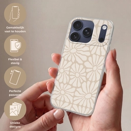 Bloemen - Print - Beige - Bruin - Minimalistisch Telefoonhoesje iPhone 17 Pro klein -sfeer3_NL
