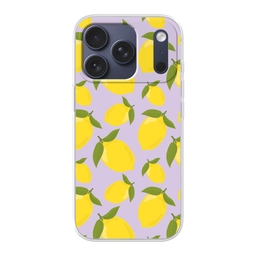 Citroenen patroon - Geel - Paars - Patroon - Vruchten Telefoonhoesje iPhone 17 Pro klein -3d