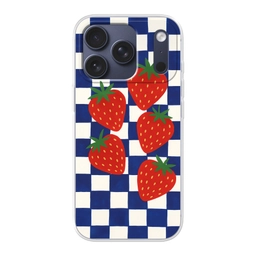 Geblokt - Blauw - Aardbeien Telefoonhoesje iPhone 17 Pro klein -3d