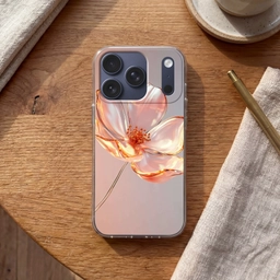 Glazen - Bloem - Roze Telefoonhoesje iPhone 17 Pro klein -sfeer1