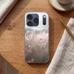 Graspluimen - Wind - Beige - Mistig Telefoonhoesje iPhone 17 Pro klein -sfeer1