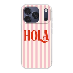 Hola - Quote -  Strepen - Pastel - Roze - Rood - Wit Telefoonhoesje iPhone 17 Pro klein -3d