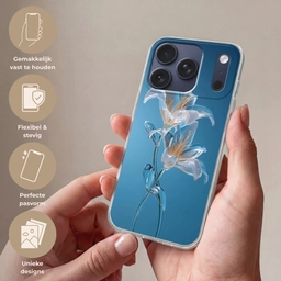 Lelies - Blauw - Glazen Telefoonhoesje iPhone 17 Pro klein -sfeer3_NL