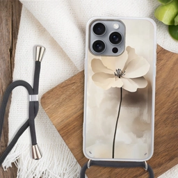 Bloem - Beige - Verf - Schaduw Hoesje iPhone 16 Pro Max met koord klein -sfeer4