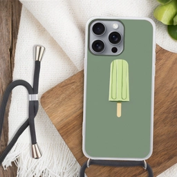 Groen - Waterijsje - Stokje - Illustratie Hoesje iPhone 16 Pro Max met koord klein -sfeer4
