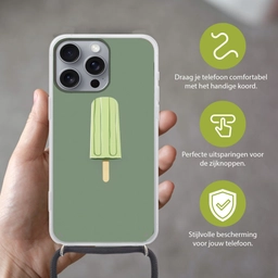 Groen - Waterijsje - Stokje - Illustratie Hoesje iPhone 16 Pro Max met koord klein -sfeer2_NL