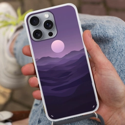 Heuvels - Paars - Mist - Zon Hoesje iPhone 16 Pro Max met koord klein -sfeer3
