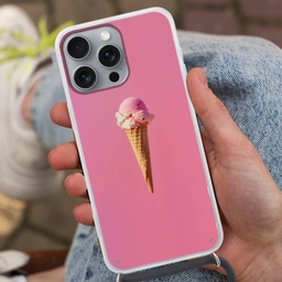 Hoorntje - Schepijs - Roze Hoesje iPhone 16 Pro Max met koord klein -sfeer3
