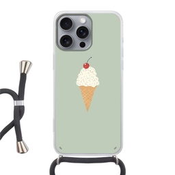 Illustratie - Ijsje - Spikkels - Kers Hoesje iPhone 16 Pro Max met koord klein -3d