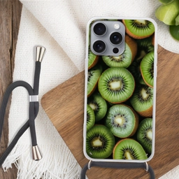 Kiwi - Fruit - Groen Hoesje iPhone 16 Pro Max met koord klein -sfeer4