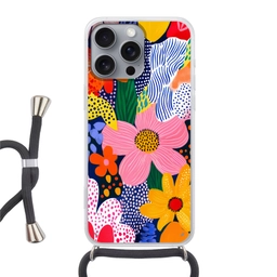 Kleurrijk - Bloemen - Abstract - Stippen Hoesje iPhone 16 Pro Max met koord klein -3d