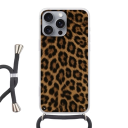 Pantervacht - Realistisch - Bruin Hoesje iPhone 16 Pro Max met koord klein -3d
