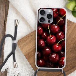 Rood - Fruit - Kersen Hoesje iPhone 16 Pro Max met koord klein -sfeer4