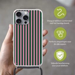 Verticale strepen - Groen - Roze Hoesje iPhone 16 Pro Max met koord klein 804 -sfeer2_NL