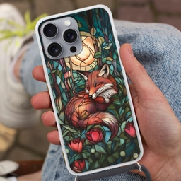 Vos - Mozaïek - Bos - Maan Hoesje iPhone 16 Pro Max met koord klein -sfeer3