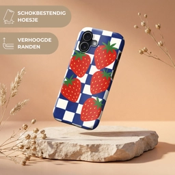 Geblokt - Blauw - Aardbeien Toughcase MagSafe Apple iPhone 17 klein -USP_RandenV_NL