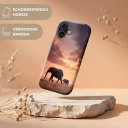 Olifanten - Grasland - Zonsondergang Toughcase MagSafe Apple iPhone 17 klein -USP_RandenV_NL