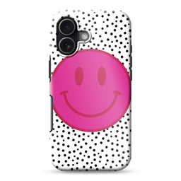 Smiley - Roze - Stippen Toughcase MagSafe Apple iPhone 17 klein -3d