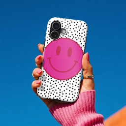Smiley - Roze - Stippen Toughcase MagSafe Apple iPhone 17 klein -Sfeer1V