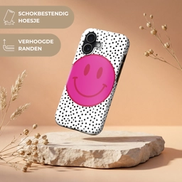Smiley - Roze - Stippen Toughcase MagSafe Apple iPhone 17 klein -USP_RandenV_NL