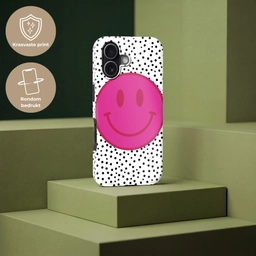 Smiley - Roze - Stippen Toughcase MagSafe Apple iPhone 17 klein -USP_PrintM_NL