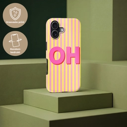 Tekst - Strepen - Roze Toughcase MagSafe Apple iPhone 17 klein -USP_PrintM_NL
