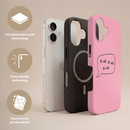 Tekstwolkje - BLAH BLAH BLAH - Roze Toughcase MagSafe Apple iPhone 17 klein -USP_Lagen_NL