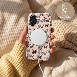 Tijdloos - Vlinders - Perzik Toughcase MagSafe Apple iPhone 17 klein 1017 -USP_MagsafeV