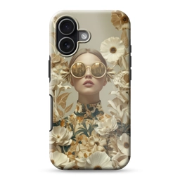 Vrouw - Bloemen - Zonnebril - Wit Toughcase MagSafe Apple iPhone 17 klein -3d