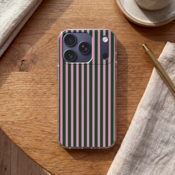 Verticale strepen - Groen - Roze Telefoonhoesje iPhone 17 Pro klein 878 -sfeer1