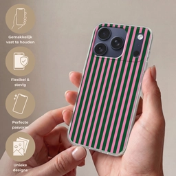 Verticale strepen - Groen - Roze Telefoonhoesje iPhone 17 Pro klein 878 -sfeer3_NL
