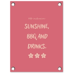 BBQ - Quote - Roze - Zomer tuinposter los doek klein -3d