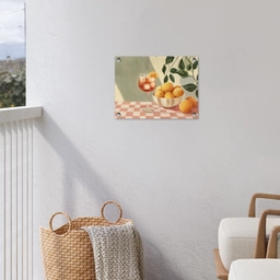 Citroenen - Glas - Tafelkleed - Geblokt tuinposter los doek klein -sfeer8
