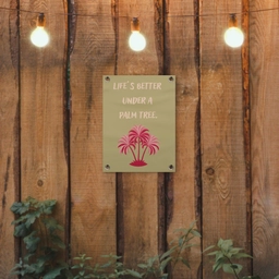 Groen - Zomer - Quote - Palmboom tuinposter los doek klein -sfeer1