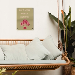 Groen - Zomer - Quote - Palmboom tuinposter los doek klein -sfeer7