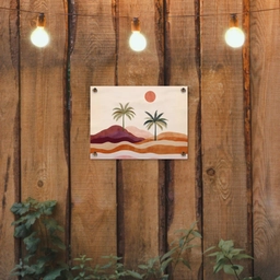 Palmbomen - Abstract - Zon - Heuvels tuinposter los doek klein -sfeer1