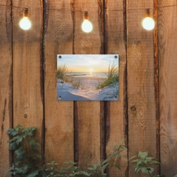 Strand - Zon - Duin - Gras - Zand - Horizon tuinposter los doek klein -sfeer1
