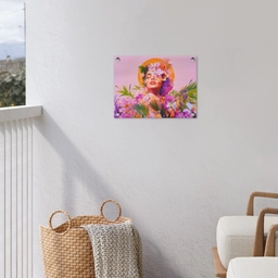 Vrouw - Abstract - Cirkel - Bloemen tuinposter los doek klein -sfeer8