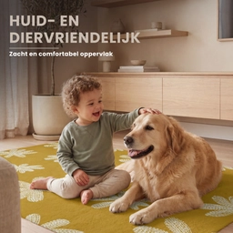 Bloem - Speels - Okergeel Vloerkleed Rechthoek klein 1091 -uniquesellingpoint_antislip_NL